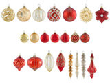 Set of 50 Christmas Baubles Red and Gold Glass Hanging Decor Traditional Style Christmas Balls Holiday Tree Beliani