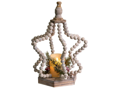 Christmas Decoration Light Brown Fir Wood LED Light Candle Handmade Traditional Beliani