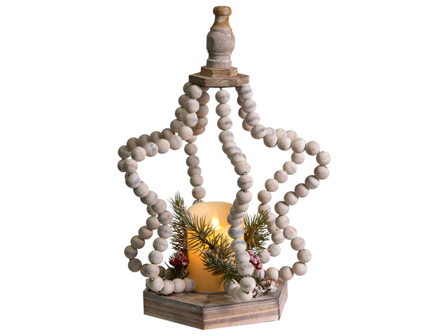 Christmas Decoration Light Brown Fir Wood LED Light Candle Handmade Traditional Beliani