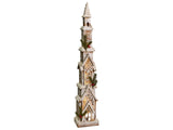 Christmas Decoration Light Brown Fir Wood LED Light Tower Figurine Handmade Traditional Beliani