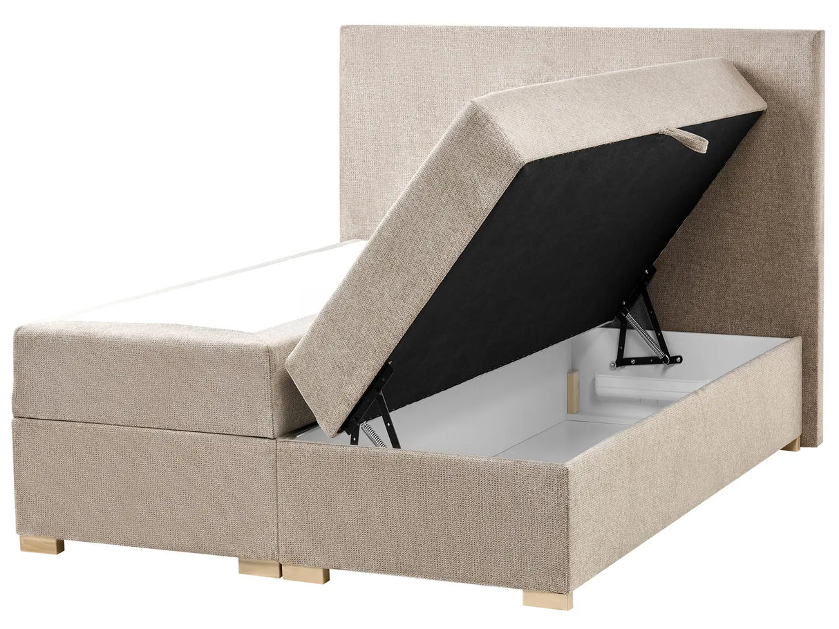 Divan Bed with Storage Taupe Fabric EU Small Double Size 4ft Upholstered with Storage Modern Style Beliani