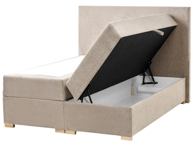 Divan Bed with Storage Taupe Fabric EU Small Double Size 4ft Upholstered with Storage Modern Style Beliani