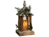 LED Lantern Dark Brown Fir Wood Christmas Decoration Handmade Traditional Beliani
