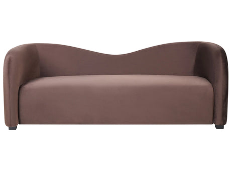 Sofa Brown Velvet 3 Seater Curved Shape Contemporary Design Modern Living Room Furniture Beliani