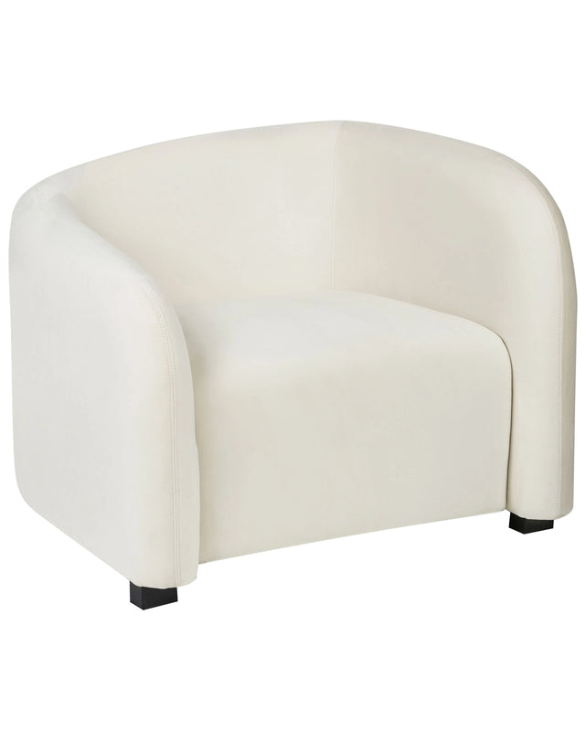 Armchair Off-White Velvet Upholstered Curved Backrest Shape Modern Living Room Furniture Beliani