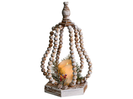 LED Christmas Decoration Light Brown Fir Wood Lantern Candle Handmade Traditional Beliani