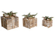 Set of 3 Christmas Decorations Brown Fir Wood LED Light Christmas Gifts Handmade Traditional Beliani