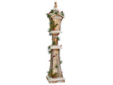 LED Christmas Decoration Light Brown Fir Wood Post Lamp Handmade Traditional Beliani