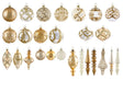 Set of 70 Christmas Baubles Gold Glass Hanging Decor Traditional Style Christmas Balls Holiday Tree Beliani