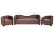Living Room Set Dark Brown Velvet Upholstered Front &amp; Back Sofa and Armchairs Curved Backrest Shape Modern Beliani