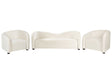 Living Room Set Off-White Velvet Upholstered Front &amp; Back Sofa and Armchairs Curved Backrest Shape Modern Beliani