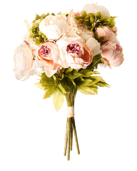 Artificial Flower Bouquet Pastel Pink Decorative Faux Arrangement 45 cm Peonies Table Decoration Living Room Dining Room Beliani