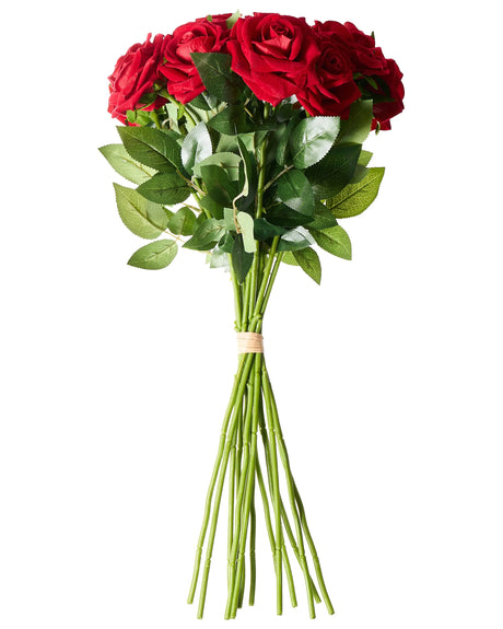 Artificial Flower Bouquet Red Roses Decorative Faux Arrangement 60 cm Handmade Table Decoration Living Room Dining Room Beliani