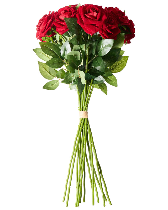 Artificial Flower Bouquet Red Roses Decorative Faux Arrangement 60 cm Handmade Table Decoration Living Room Dining Room Beliani