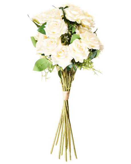 Artificial Flower Bouquet White Roses Decorative Faux Arrangement 55 cm Handmade Table Decoration Living Room Dining Room Beliani