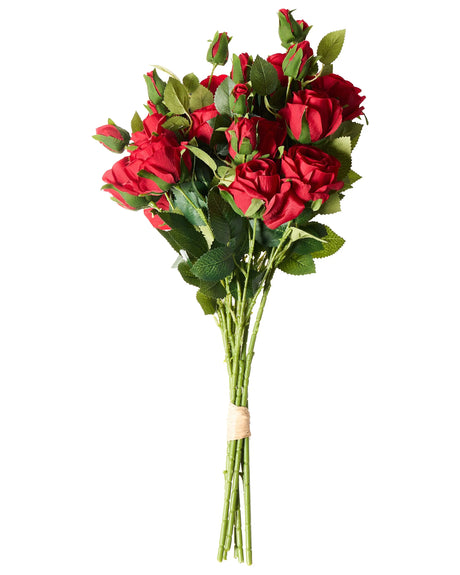 Artificial Flower Bouquet Red Roses Decorative Faux Arrangement 65 cm Handmade Table Decoration Living Room Dining Room Beliani