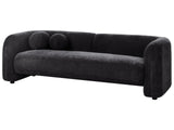 3 Seater Sofa Black Fabric Soft Nubby with Extra Throw Cushions Retro Glam Art Decor Style Beliani