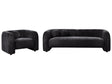 4 Seater Living Room Set Black Fabric Sofa Armchair with Extra Throw Cushions Retro Glam Art Decor Style Beliani