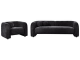 4 Seater Living Room Set Black Fabric Sofa Armchair with Extra Throw Cushions Retro Glam Art Decor Style Beliani