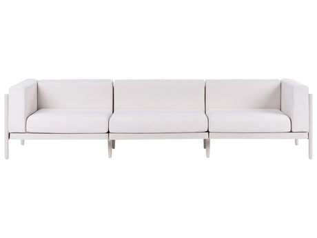 3 Seater Garden Sofa Light Beige Synthetic Frame Outdoor with Cushions Modern Style Beliani