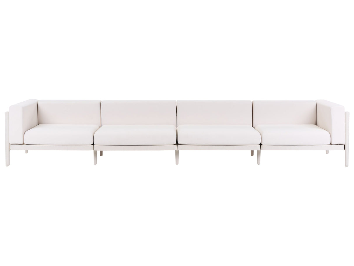 4 Seater Garden Sofa Light Beige Synthetic Frame Outdoor with Cushions Modern Style Beliani