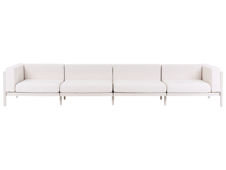 4 Seater Garden Sofa Light Beige Synthetic Frame Outdoor with Cushions Modern Style Beliani