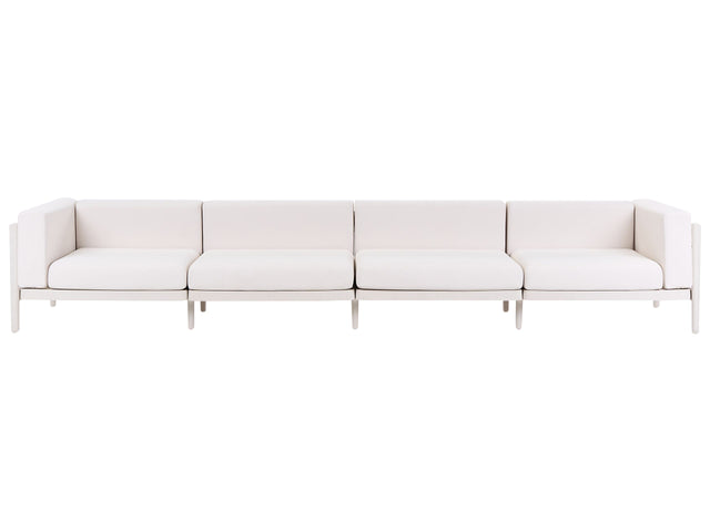 4 Seater Garden Sofa Light Beige Synthetic Frame Outdoor with Cushions Modern Style Beliani