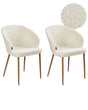 Set of 2 Dining Chairs Off-White Boucle Upholstered Wood-Like Legs Retro Style Living Space Furniture Beliani