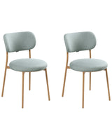 Set of 2 Dining Chairs Mint Green Polyester Seats Armless Metal Legs for Dining Room Kitchen Beliani
