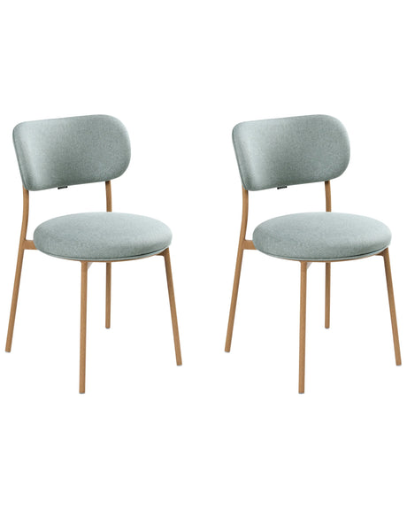 Set of 2 Dining Chairs Mint Green Polyester Seats Armless Metal Legs for Dining Room Kitchen Beliani