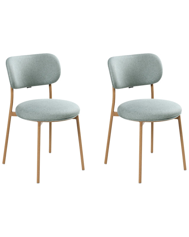 Set of 2 Dining Chairs Mint Green Polyester Seats Armless Metal Legs for Dining Room Kitchen Beliani