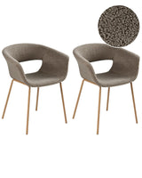 Set of 2 Dining Chairs Taupe Polyester Seats Metal Legs for Dining Room Kitchen Beliani