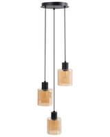 3 Light Pendant Lamp Beige Shades Metal Base Modern Style Beliani
