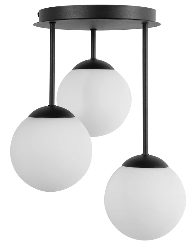 3 Light Ceiling Lamp Black Metal Ball Lampshade Modern Style Beliani