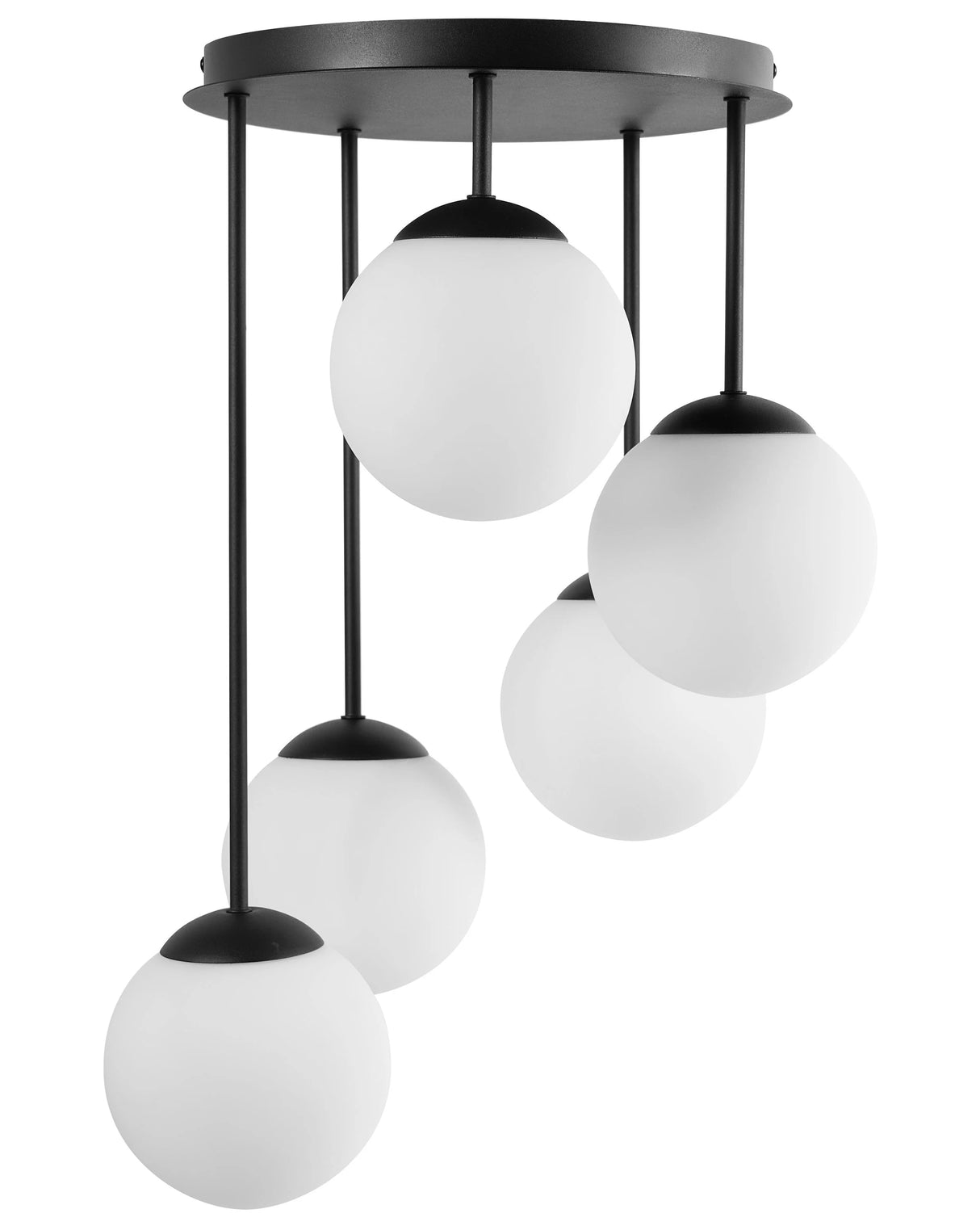 5 Light Ceiling Lamp Black Metal Ball Lampshade Modern Style Beliani