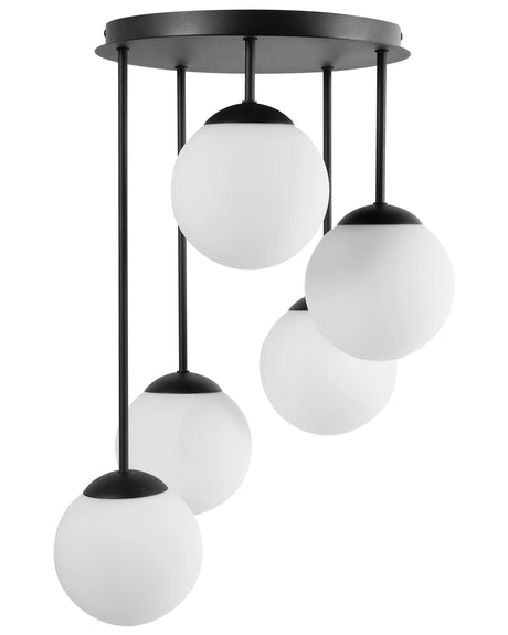 5 Light Ceiling Lamp Black Metal Ball Lampshade Modern Style Beliani