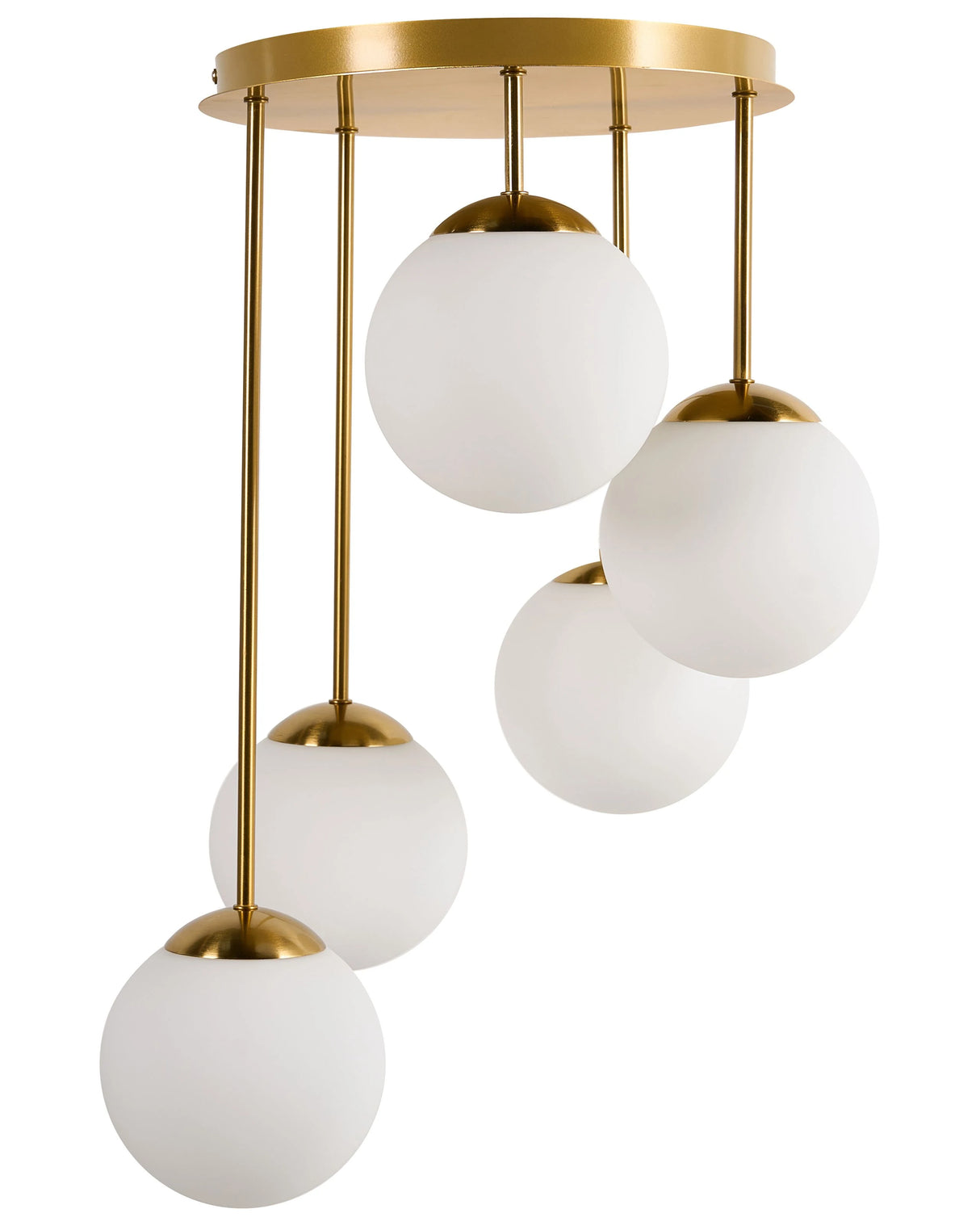 5 Light Ceiling Lamp Brass Metal Ball Lampshade Modern Style Beliani