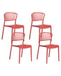 Set of 4 Dining Chairs Red Plastic Indoor Outdoor Garden Stacking Minimalistic Style Beliani