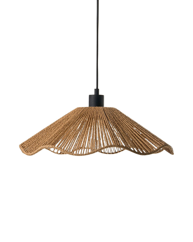 Pendant Lamp Natural Handmade Paper Shade Metal Base Rustic Boho Beliani
