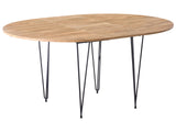 Extending Dining Table Brown MDF Metal Legs 120/160 x 120 cm Butterfly Leaf Mechanism Oval Beliani