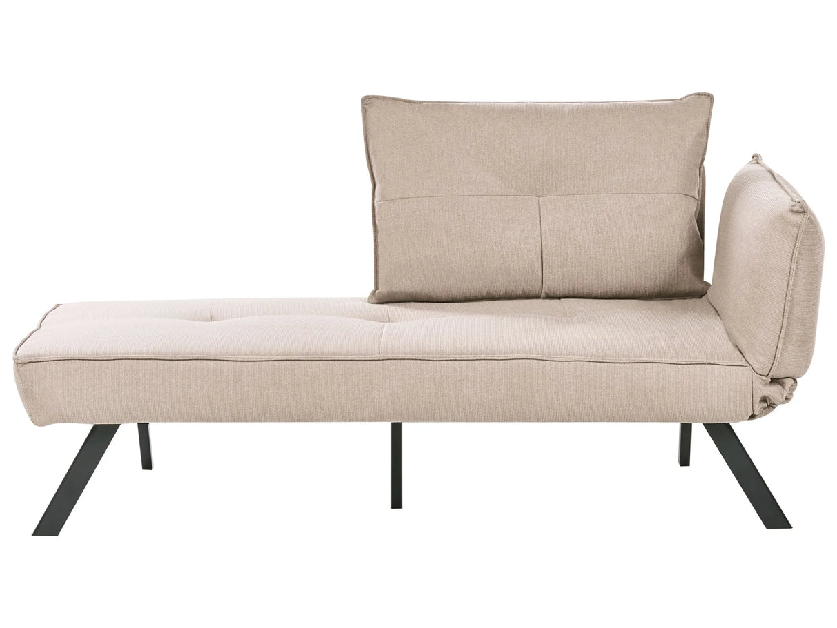 Right-Hand Chaise Lounge Taupe Fabric with Adjustable Backrest and Pillow Sleeper Function Water-Repellent Beliani