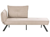 Left-Hand Chaise Lounge Taupe Fabric with  Adjustable Backrest and Pillow Sleeper Function Water-Repellent Beliani