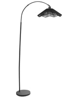 Floor Lamp Black Handmade Paper Shade Metal Base Rustic Boho Beliani