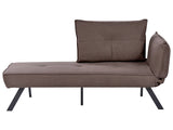Right-Hand Chaise Lounge Brown Fabric with  Adjustable Backrest and Pillow Sleeper Function Water-Repellent Beliani
