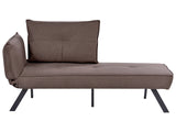 Left-Hand Chaise Lounge Brown Fabric with Adjustable Backrest and Pillow Sleeper Function Water-Repellent Beliani