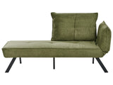 Right-Hand Chaise Lounge Green Fabric  with Adjustable Backrest and Pillow Sleeper Function Water-Repellent Beliani