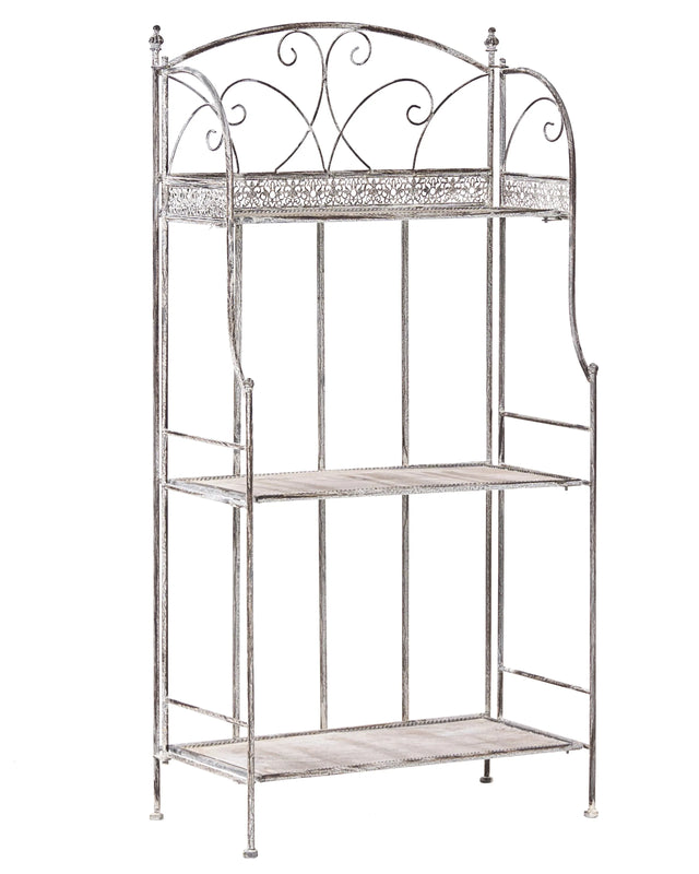 Plant Shelf Metal Grey Shelves Garden Freestanding Outdoor Indoor Bathroom Garden Storage Beliani