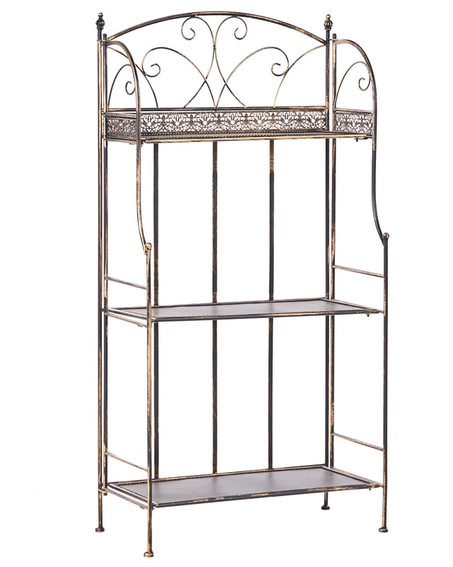 Plant Shelf Metal Black Shelves Garden Freestanding Outdoor Indoor Bathroom Garden Storage Beliani