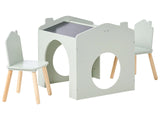 2 Seater Kids Set Table with Chairs Light Green Chalkboard MDF Pine Wood Stylish Kids Room Nursery Beliani