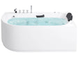 Left Hand Bathtub White Silver Acrylic Stainless Steel 1700 x 800 mm Fittings with Hydro Massage Headrest Beliani